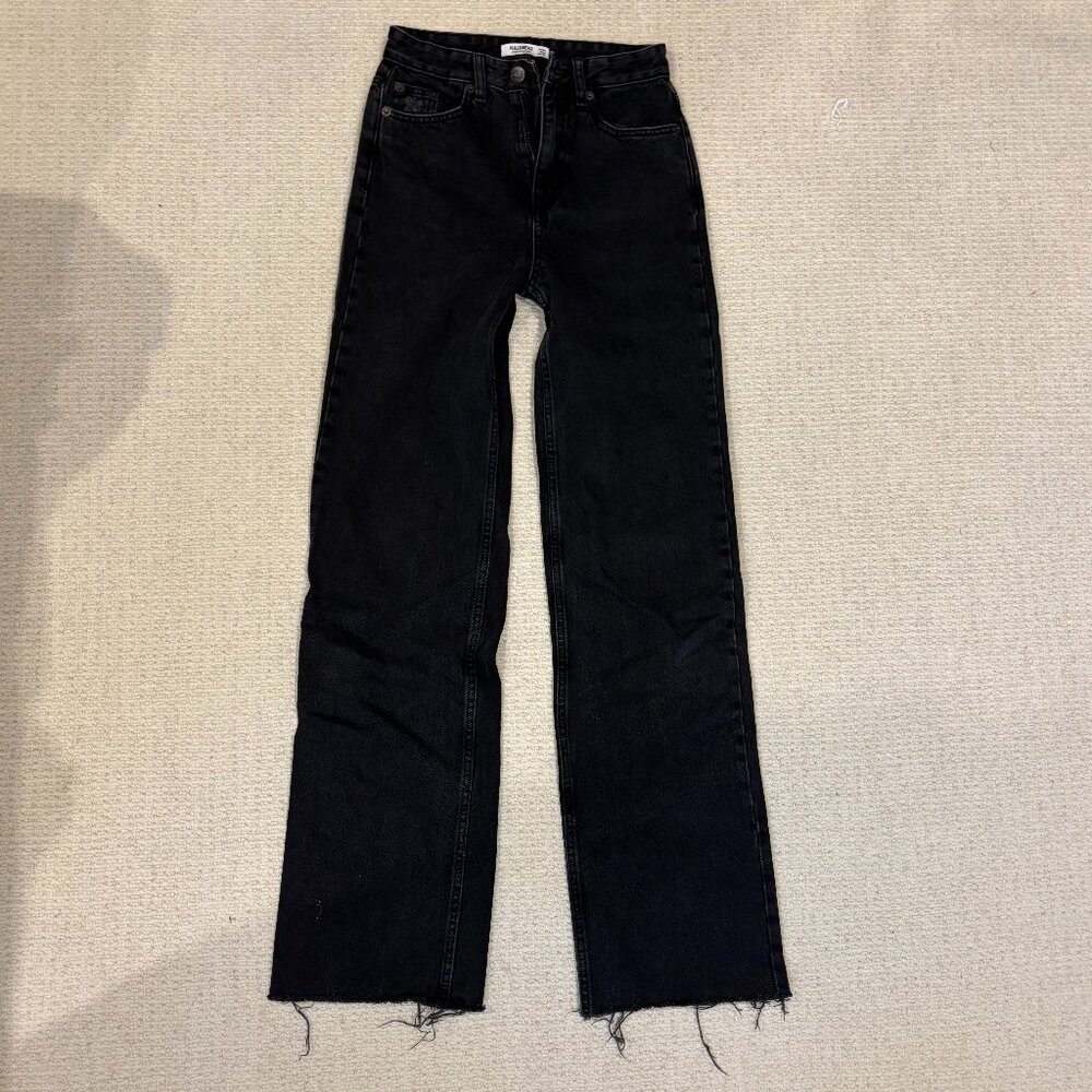 Pull and Bear womens black straight leg jeans